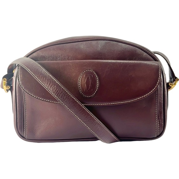 Cartier Handbags - Must De Cartier Bordeaux Cross Leather Body Bag